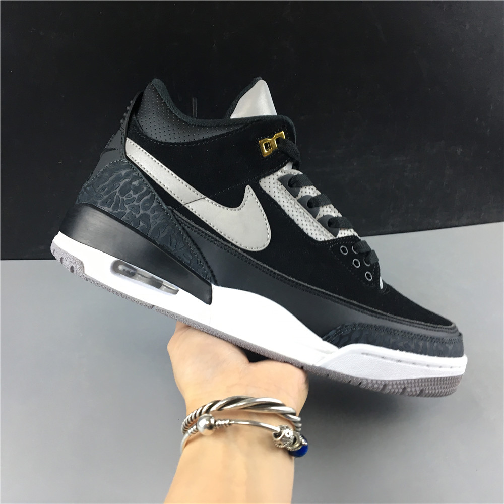 AIR JORDAN 3  GENERATION  BLACK AND SHITE SILVER 3M REFLECTIVE