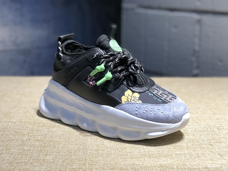 V*ersace CHAIN REACTION SNEAKERS black&white&green