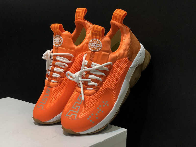 V*ersace CROSS CHAINER SNEAKERS orange&white