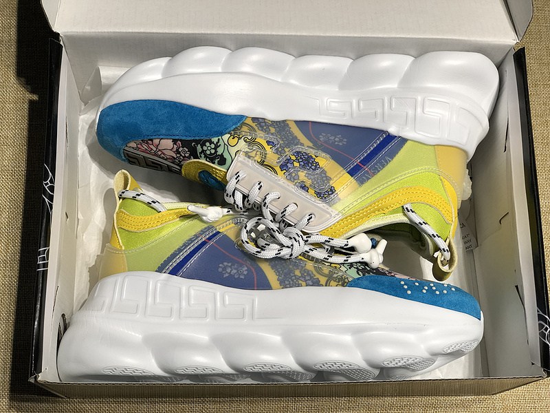 V*ersace CHAIN REACTION SNEAKERS blue&white&yellow