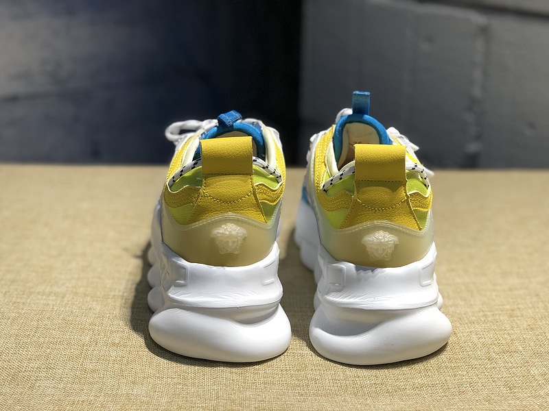 V*ersace CHAIN REACTION SNEAKERS blue&white&yellow