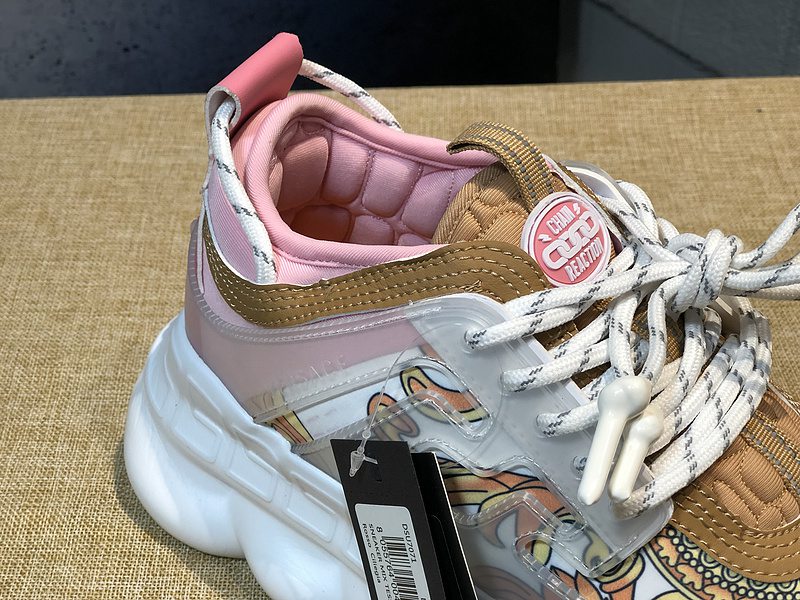 V*ersace CHAIN REACTION SNEAKERS pink&white&yellow&grey