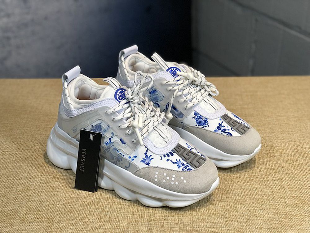 V*ersace CHAIN REACTION SNEAKERS GREY&WHITE&BLUE