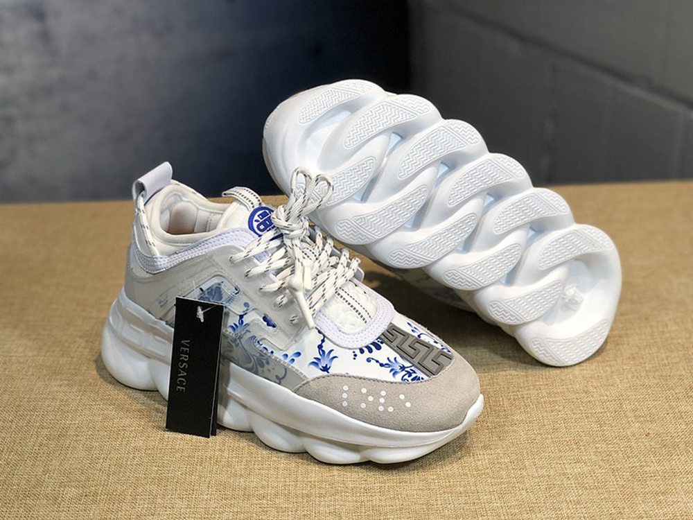 V*ersace CHAIN REACTION SNEAKERS GREY&WHITE&BLUE
