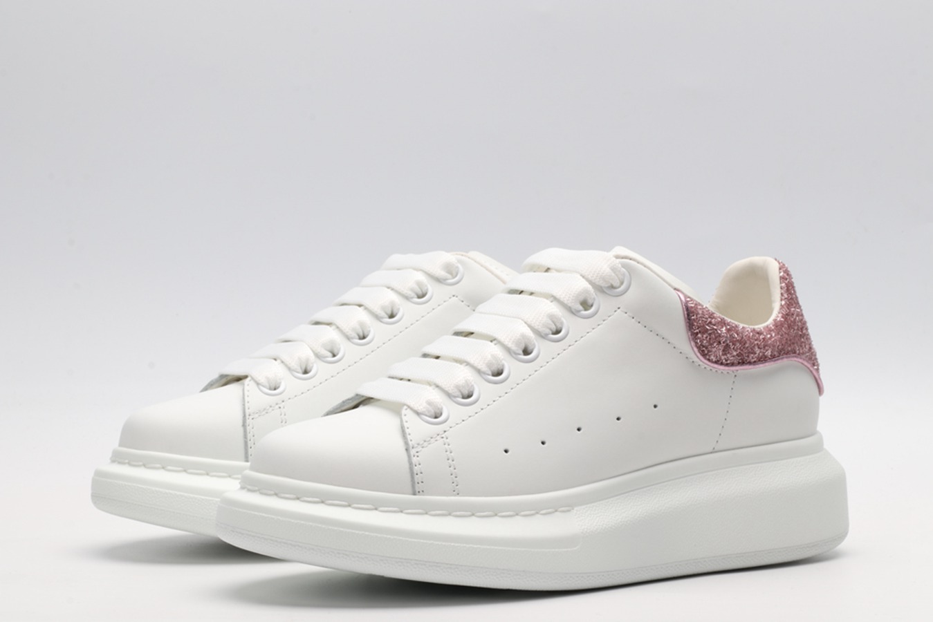 AMQ White & Rose Tiny Dancer Oversized Sneakers