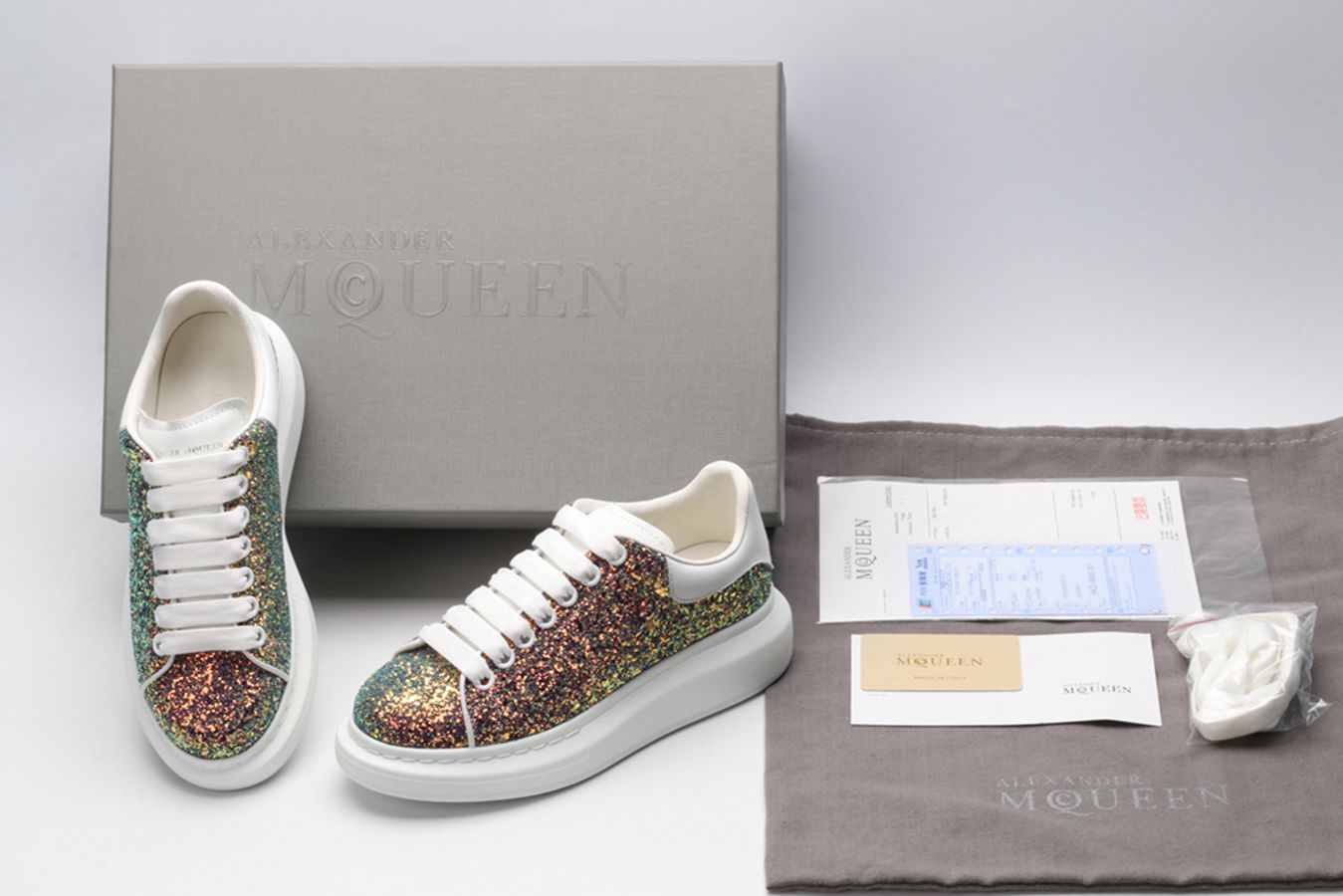 AMQ Shell glitter lace-up sneaker