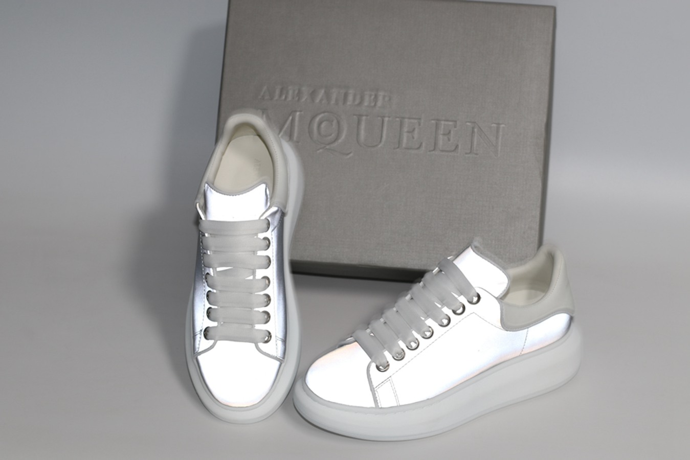 AMQ Leather Lace-Up Platform Sneakers