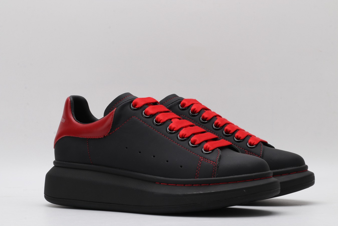 AMQ Black Oversized Leather Sneakers
