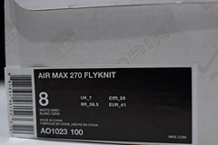 NIKE AIR MAX 270 FLYKNIT "WHITE/BLACK"  AO1023-100