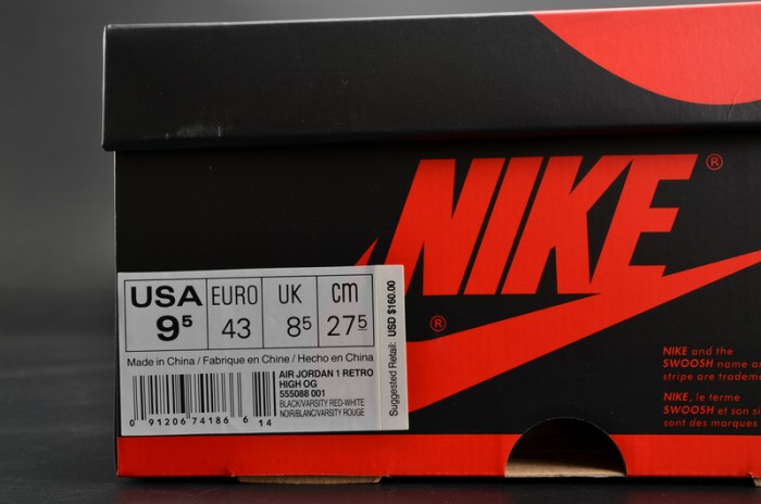 Air Jordan 1 Retro High OG "Banned" red mens  555088-001