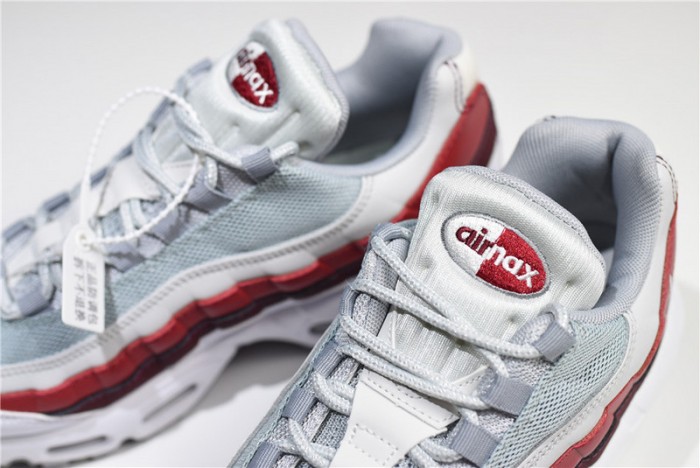 NIKE Air Max 95 Essential Mens White-Grey-Red Running Shoes  749766-103