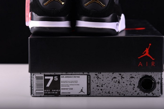 Air Jordan 4 "Royalty"  Black/Metallic Gold-White mens 308497-032