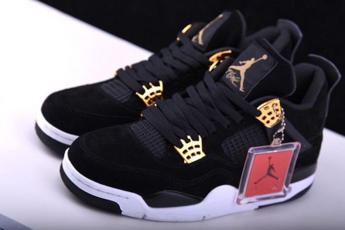 Air Jordan 4 "Royalty"  Black/Metallic Gold-White mens 308497-032