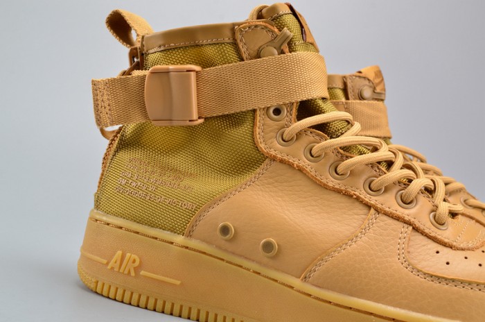 Nike SF Air Force 1 Mid  Elemental Gold Leather Shoes  AA3966-700