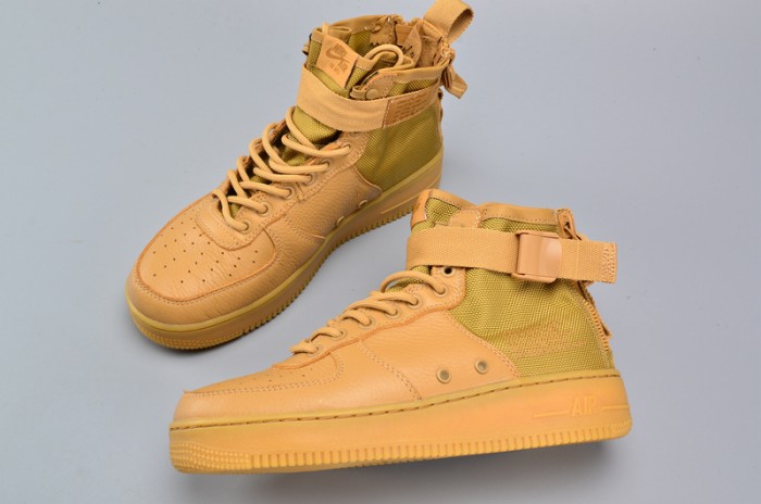 Nike SF Air Force 1 Mid  Elemental Gold Leather Shoes  AA3966-700