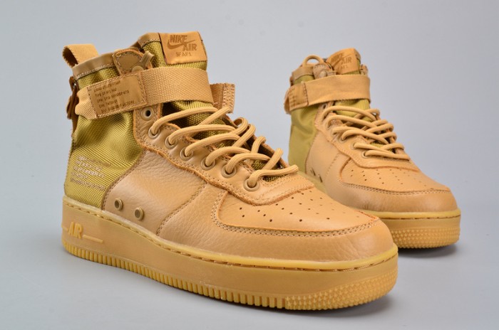 Nike SF Air Force 1 Mid  Elemental Gold Leather Shoes  AA3966-700