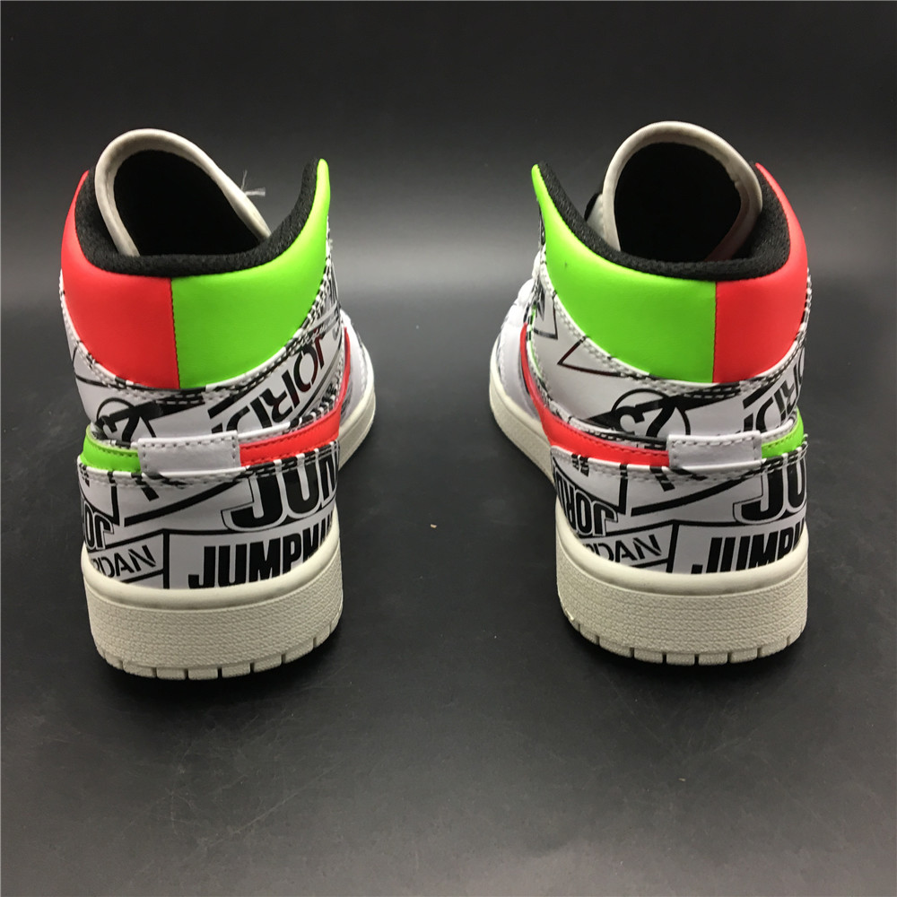 Jordan 1 Mid Poolside Men''s Shoe White/Green/Pink 554724-119